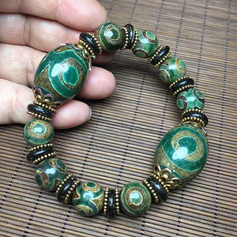 Тибетский агат с девятью глазками, ручная нить, этнический браслет из нефрита на удачу, подарочные аксессуары