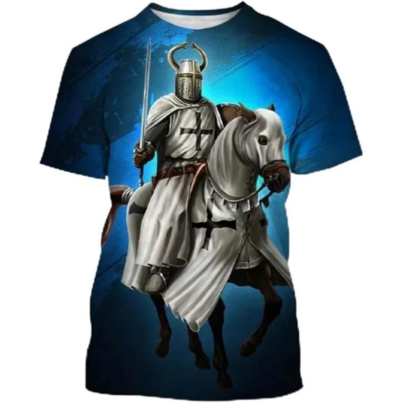 3D Print Knight Templar T-shirt Men Women Cross Fashion Trendy Cool Short Sleeve O Neck T-shirt Unisex Jesus Christian Tees