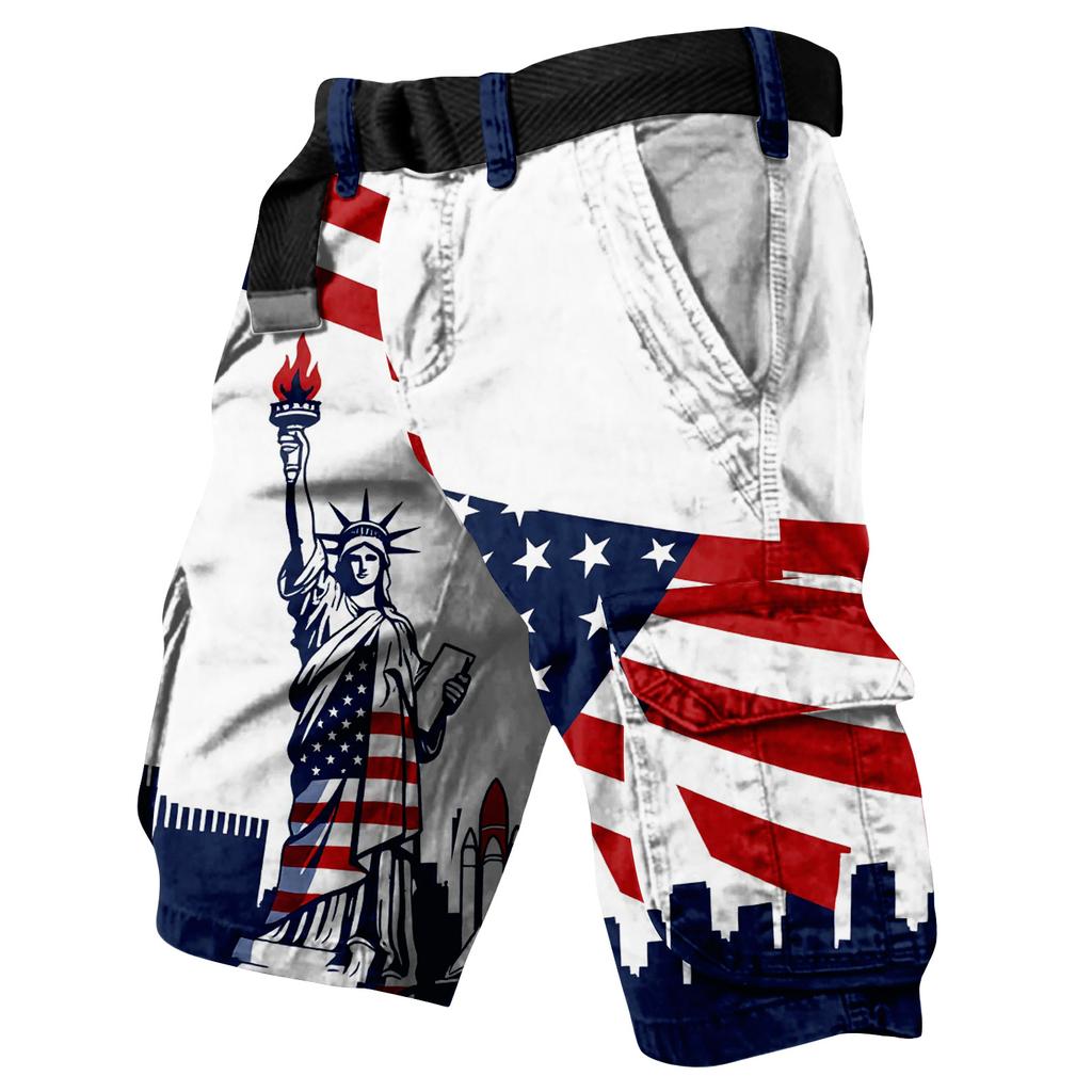 Men's Summer Printed Outdoor Shorts Men's Loose Multi-Pocket Shorts