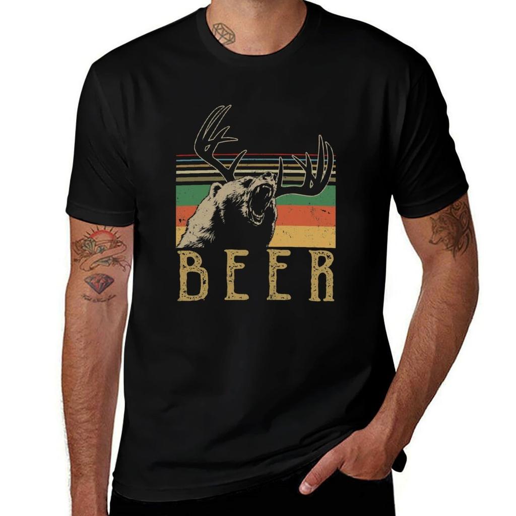Beer Vintage Hunting Vintage Style Tshirt Lightweight Casual Summer Tshirt