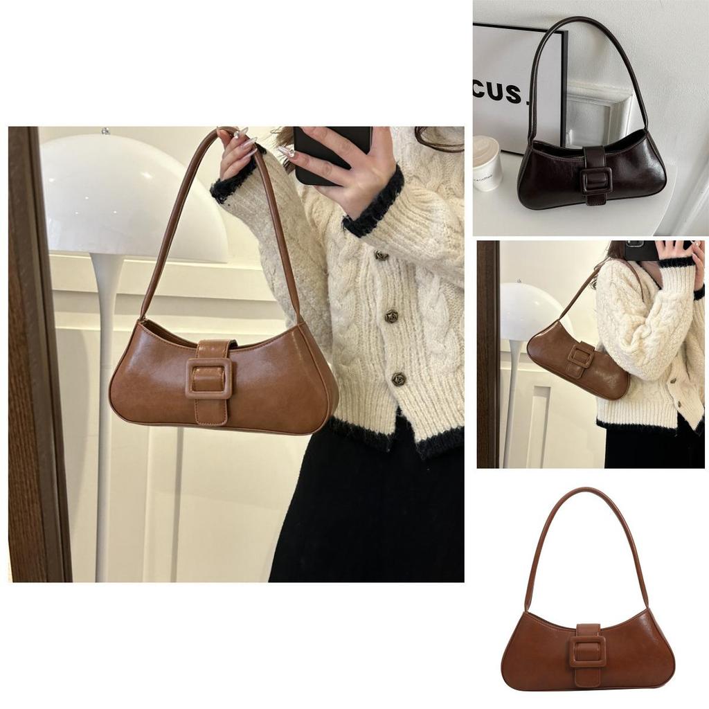 Stylish Minimalist Ins Small Batch Bag Pu Material Street Fashion Shoulder Bag 2023 Winter New Bag
