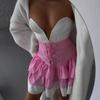 European and American Bows Slim Splicing Long-sleeved Tops High-waisted Short Skirts Strap Splicing Women's Skirts
