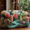 Borsa Duffel da Viaggio Grande Capacità Trapuntatura 3D Artigianato Stampa Fiore Farfalla Borse Tote Borsa Sportiva Palestra Per Campeggio all'Aperto
