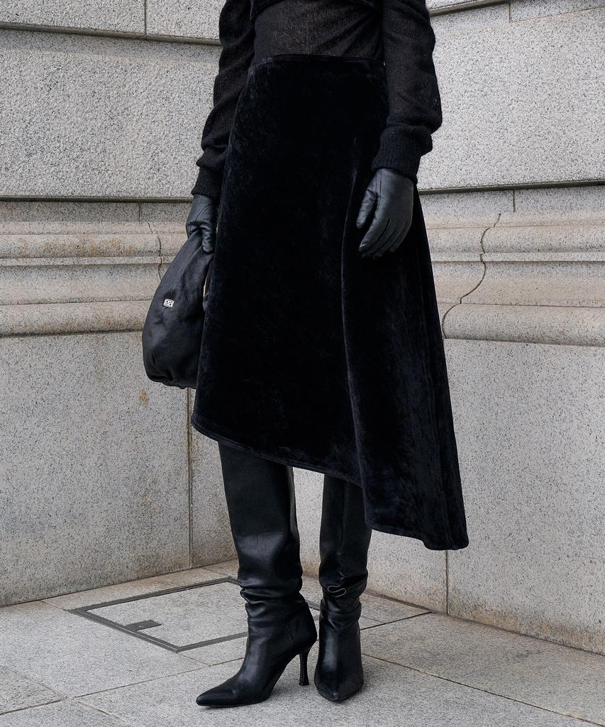 Rene J Velvet Diagonal Flared Skirt