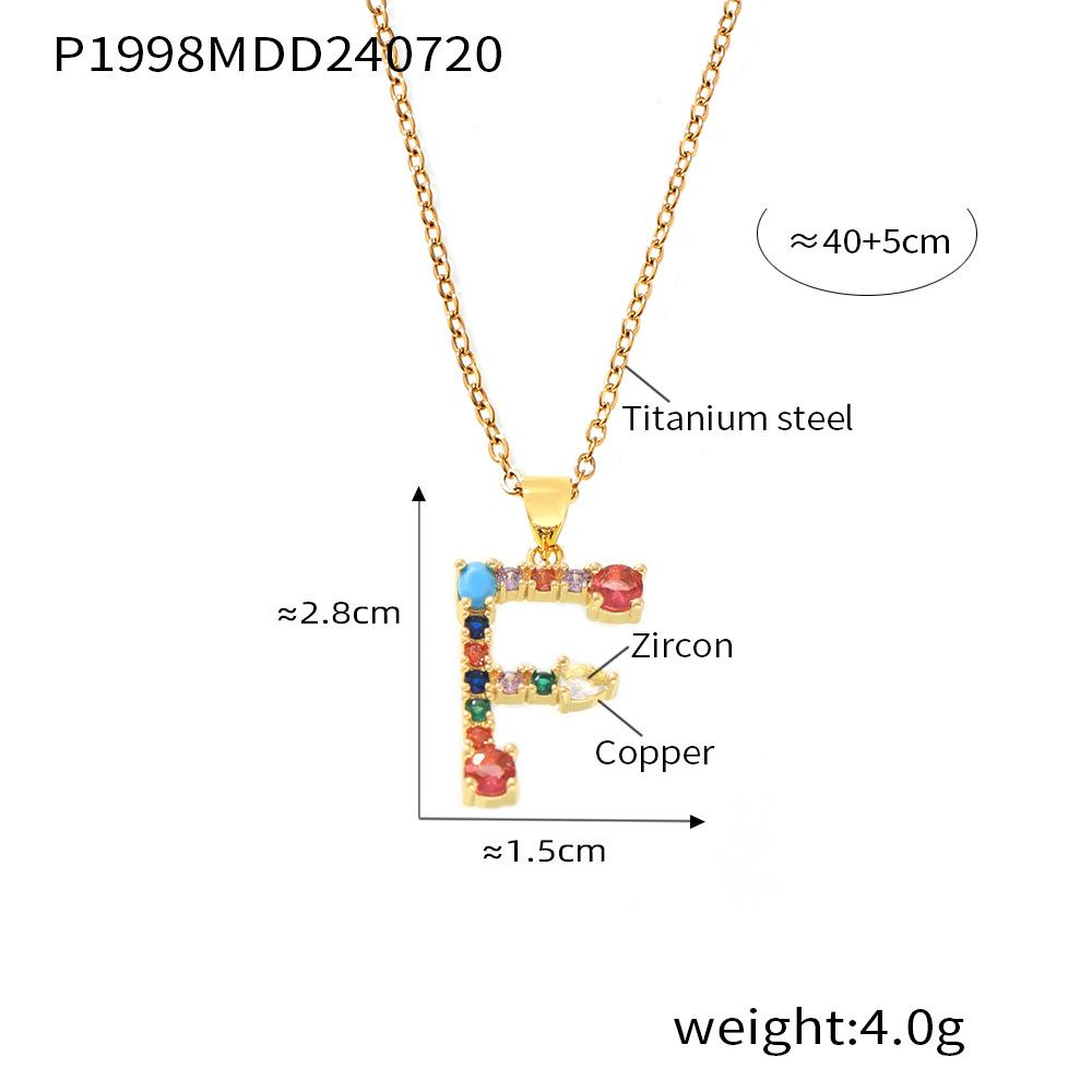 Zircon colorat cu microincrustație de cupru 26 de litere englezești, pandantiv individual personalizat, nișă, lanț clavicular hip-hop