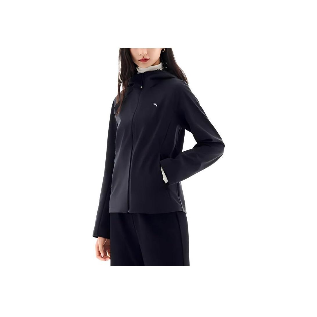 

Anta Тренировочная серия однотонная куртка на молнии с капюшоном, удобная дышащая повседневная женская куртка Basic-черная 962447605-3 2XL