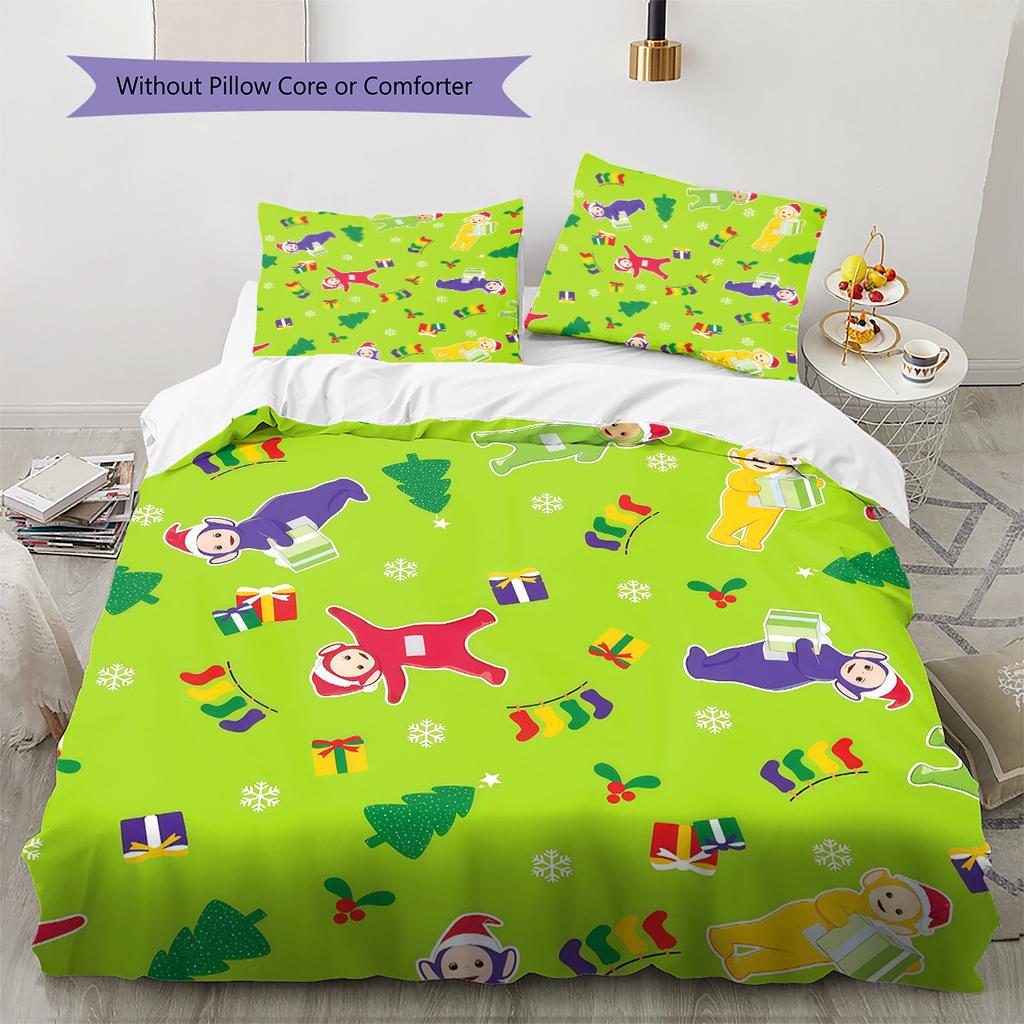 Teletubbies Pattern Bedding Quilt Set  Home Decoration  Gift (1 * duvet cover + 2 * pillowcase  without core)