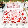 Christmas theme three-piece quilt cover digital printing bedding set red socks bed cover