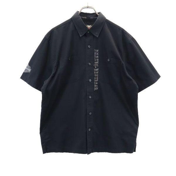 HARLEY DAVIDSON Back print Short sleeve Button down shirt L Black series Men's Used