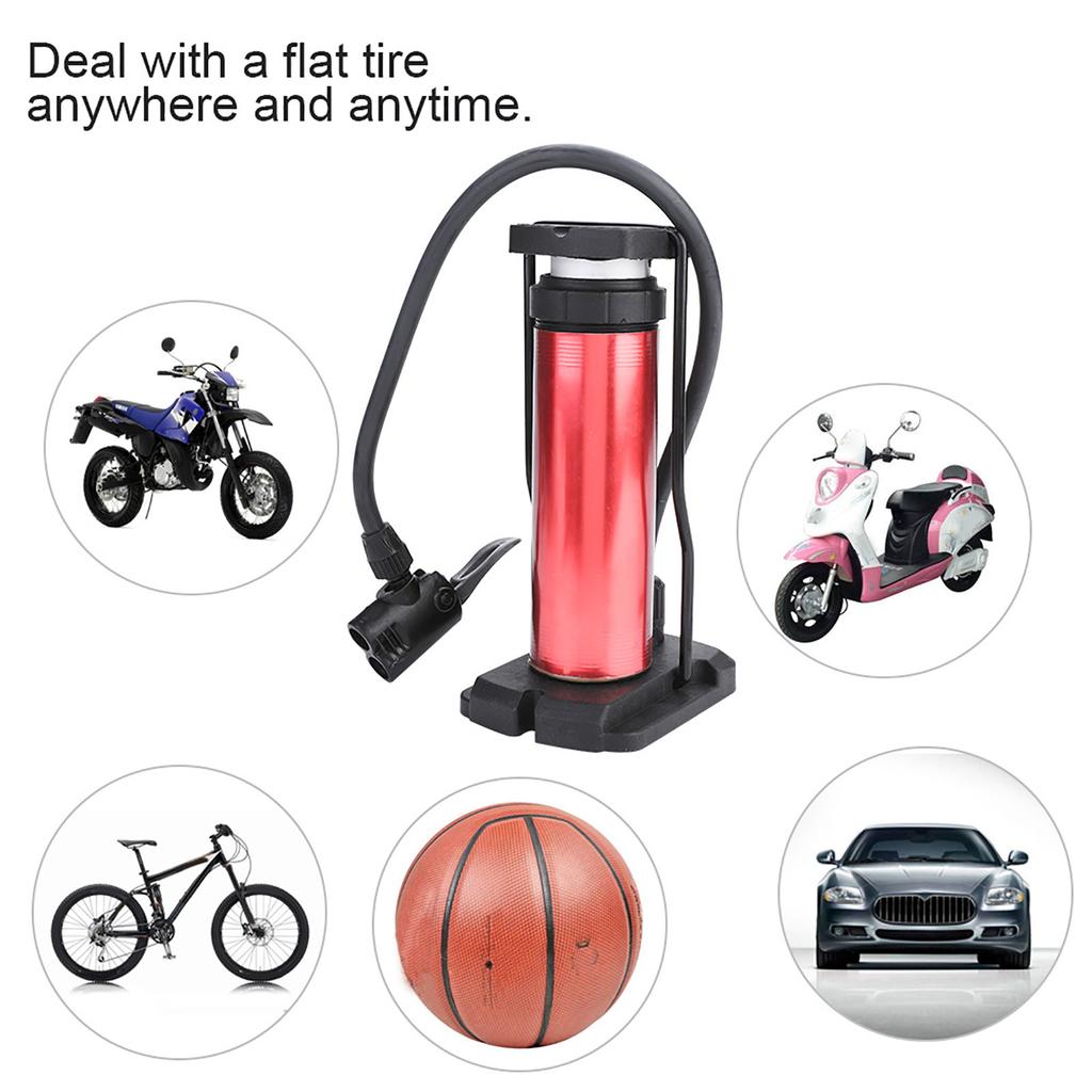 Bike Pump Portable Motorcycle Foot Pumps Aluminum Alloy (Black)