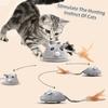 Qenwkxz Cat Interactive Mouse Toy, Compatible with USB Rechargeable, Automatic Random Moving Teaser with Feather Tail for Kitten Pets