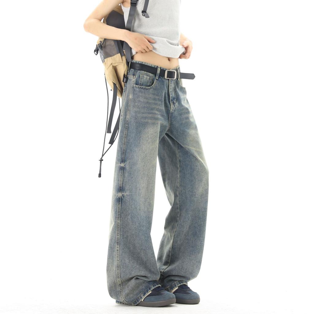 American Retro Washed Jeans Cleanfit Men's and Women's Micro-pull Pants, Thin and High Straight-leg Pants, New Floor-mopping Pants