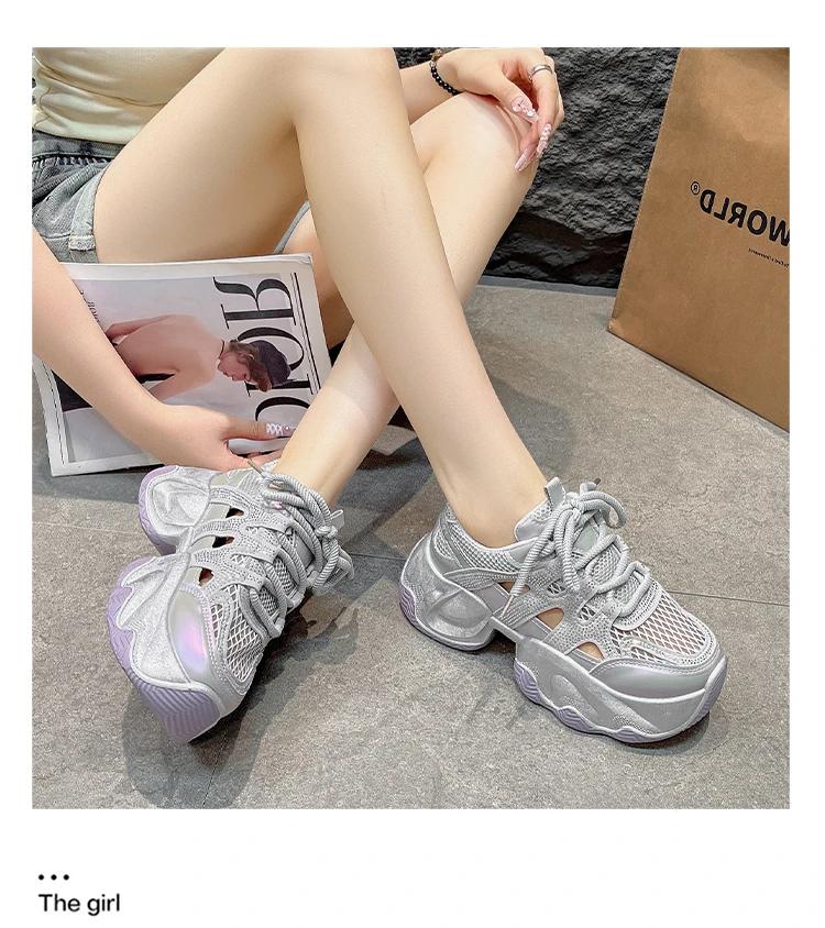 

Fashion European Station Daddy Shoes Women 2025 Summer New Platform Heightened Casual Sneakers Versatile Breathable Mesh Shoes 35 фиолетовый