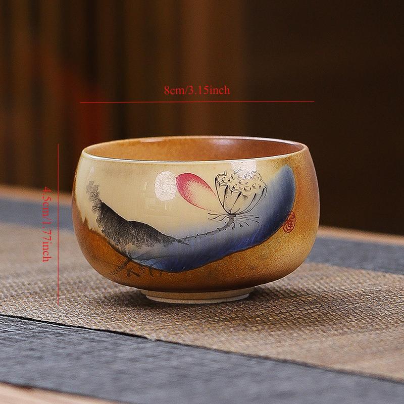 1 Stück Teemeister-Teetasse im chinesischen Stil, Imitation brennendes Brennholz, Keramik-Haushaltsteetasse, einfacher Retro-Stil, Teetasse, persönliche Teeschale