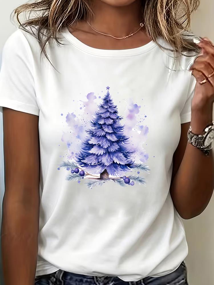 (Asian Size) cute style Tee Top Print New Year Clothing T Shirt Women Fashion Christmas Festival Female Woman Short Sleeve Graphic T-shirts