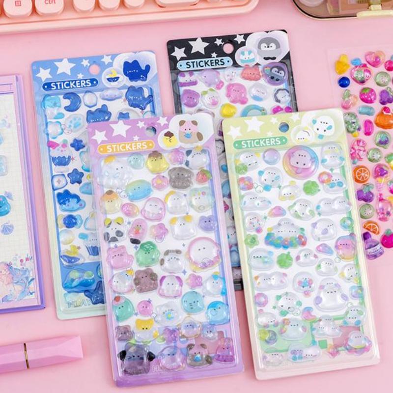 Fun Fashion 3D Relief Stickers Creative Cartoon Animals Cute Aesthetic Stickers Diy Phone Case Journal Decoration Stickers