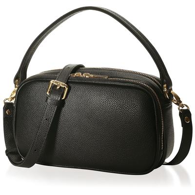 BLUE SINCERE Women's Genuine Leather Shoulder Bag, Crossbody Bag with Wallet Function, Pochette Bag, Genuine Leather Bag SHB17 (Royal Black)