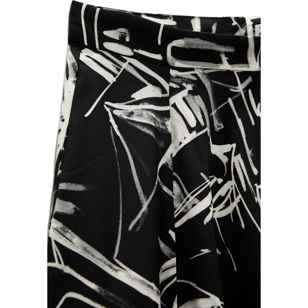 Zara Spódnica midi z wysokim stanem, luźna, z nadrukiem wzoru, spódnice damskie, czarna 02858007800
