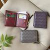 Portefeuille Compact Tissé à la Main en Cuir d'Agneau Véritable Avec Fermeture Éclair Porte-Cartes Emplacement pour Billets Usage Quotidien