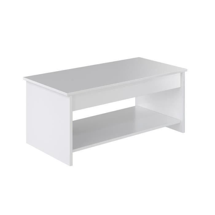 Lift-up Coffee Table - Contemporary Style Matt White - L 100 X D50 X H44cm - HAPPY