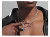 TEMU Creative Alloy Full Diamond Cross Necklace
