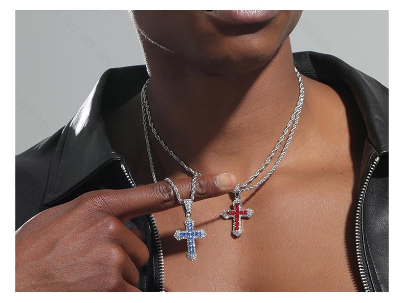 TEMU Creative Alloy Full Diamond Cross Necklace