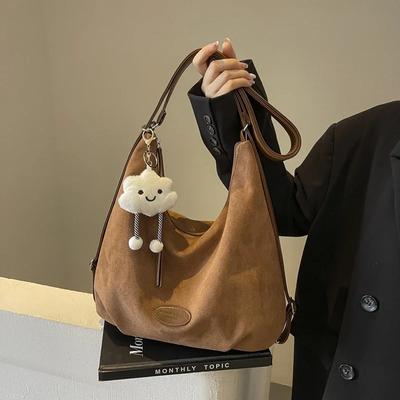 Large Capacity Suede Tote Bag for Women New Autumn and Winter Retro Versatile Multifunctional Shoulder Crossbody Package