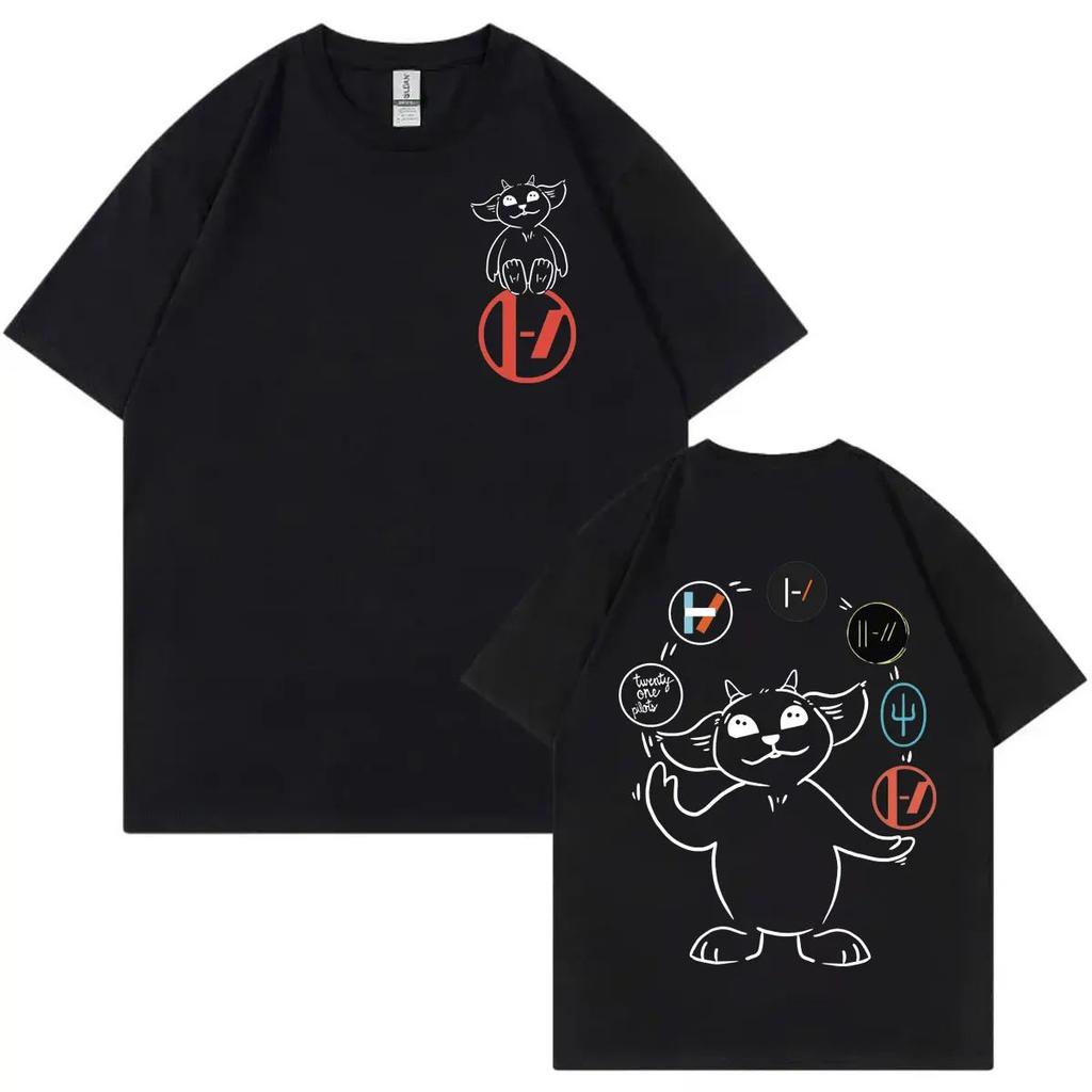 Summer 21st Pilot Logo Cartoon Mens Cotton Tshirt Fashion Rock Hip Hop Short Sleeve Retro Loose Casual Tshirt
