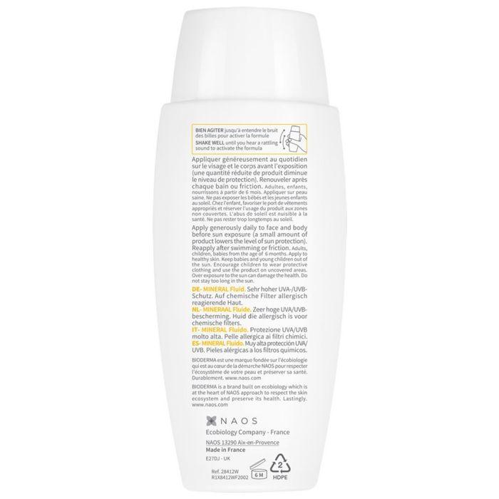 Bioderma Photoderm Fluide Solaire Spf50+ Peaux Allergiques Aux Filtres Chimiques
