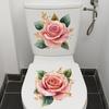 Luxury Gold Rim Floral Toilet Tank and Seat Decoration Sticker Self-Adhesive Easy Peel Removable for Bathroom WC
