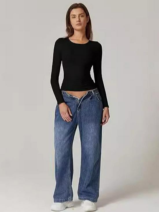 European and American Autumn Long Sleeve Milk Silk Pullover: Round Neck High-Sense Tops for Women