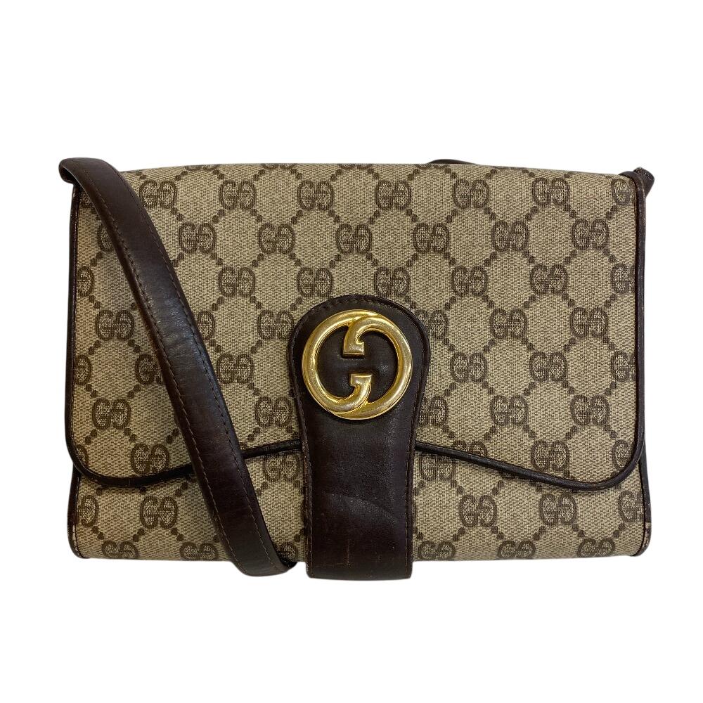 GUCCI Old Gucci GG pattern PVC coated canvas Shoulder Bag Brown PVC coated canvas Women Used