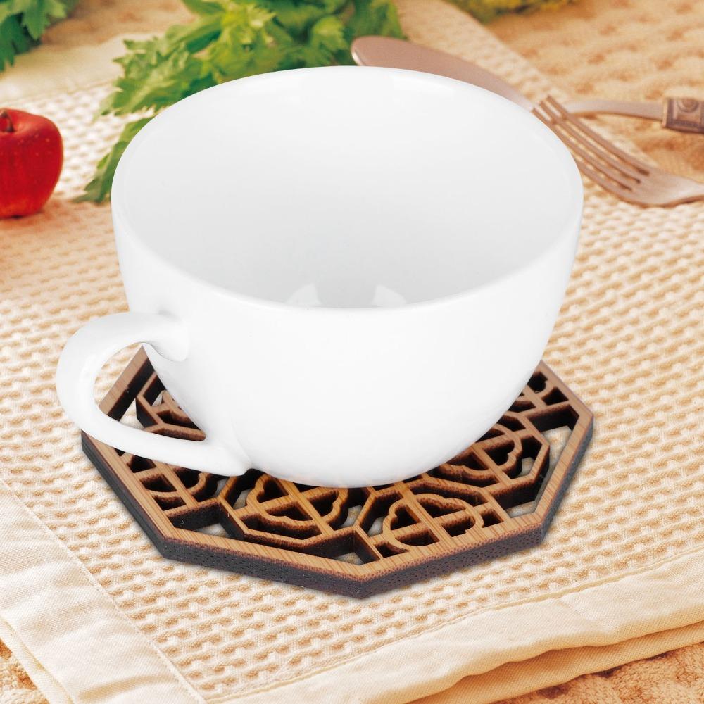6PCS Set Bamboo Material Bamboo Coaster Durable Anti Scald Teacup Mat Heat Insulation Heat Insulation Pad Restaurant Use