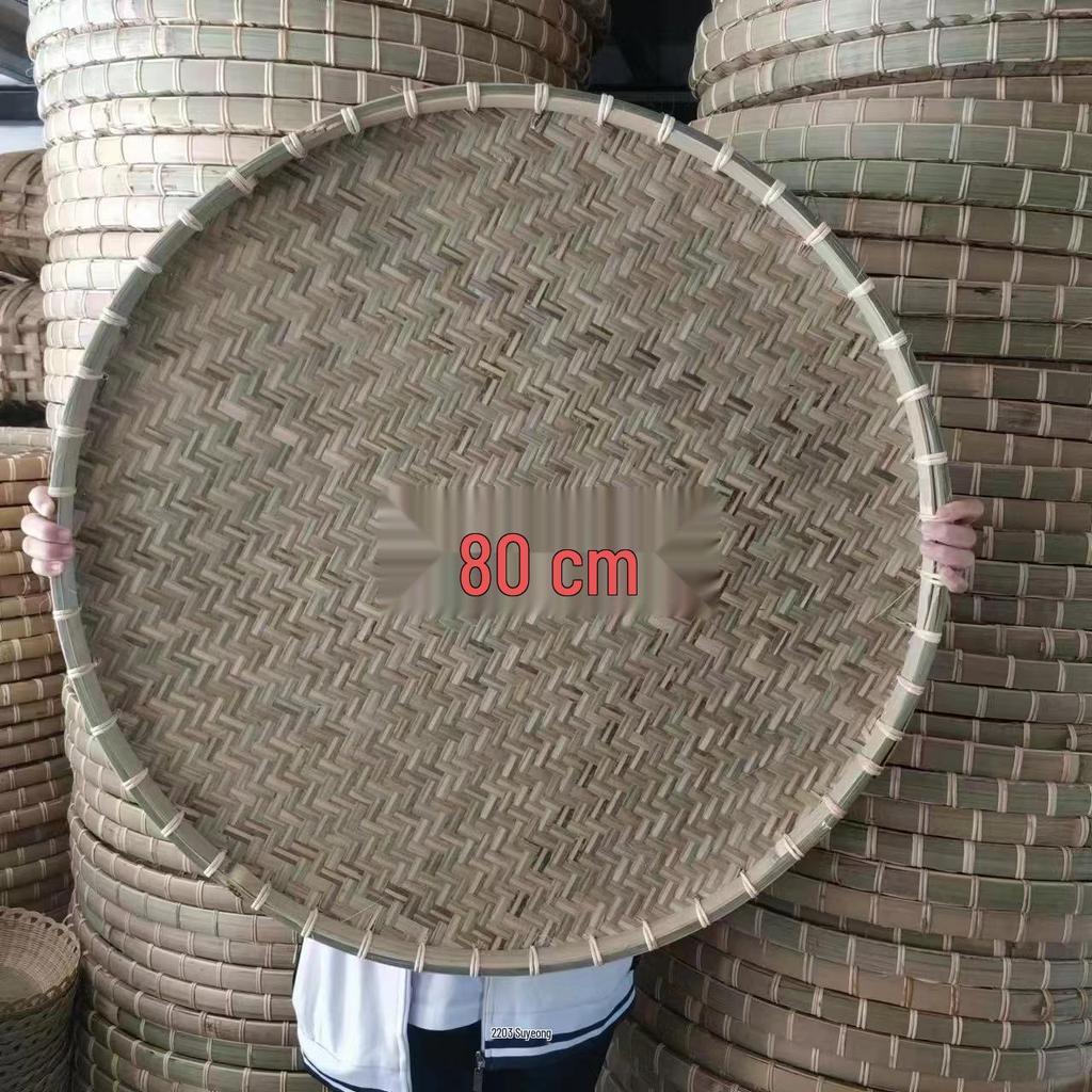 Cesta de Bambú Verde de Primera Capa para Cernir: Redondo, Duradero y Espeso para el Secado de Verduras Doméstico y Comercial.