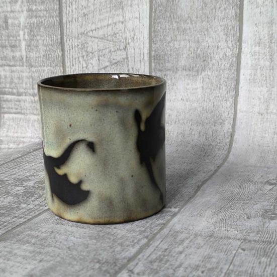 350ml Flaming Dragon Pattern Mug Ergonomic Handle Milky Yellow Glaze Mug