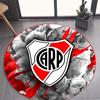 River Plate Club Crest Ink Smoke Effect Print Round Area Rug Non‑Slip Circular Floor Mat Soccer Fan Home Decor for Living Bedroom Gaming Room