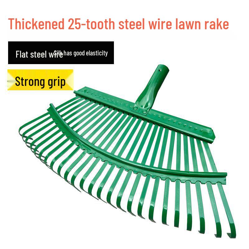 Garden Rake with Long Wooden Handle for Lawn and Leaves