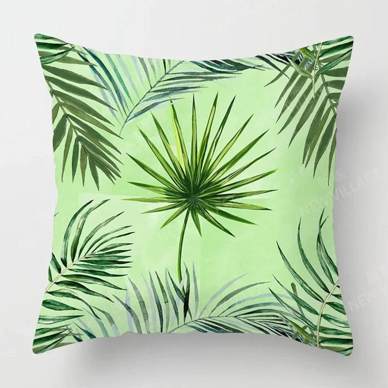 Nordic Fall Home Decor Autumn Throw Pillow Case Sofa Cushion Cover Modern 45x45cm 45*45 50x50 60x60cm 40*40cm Leaf Plant Green