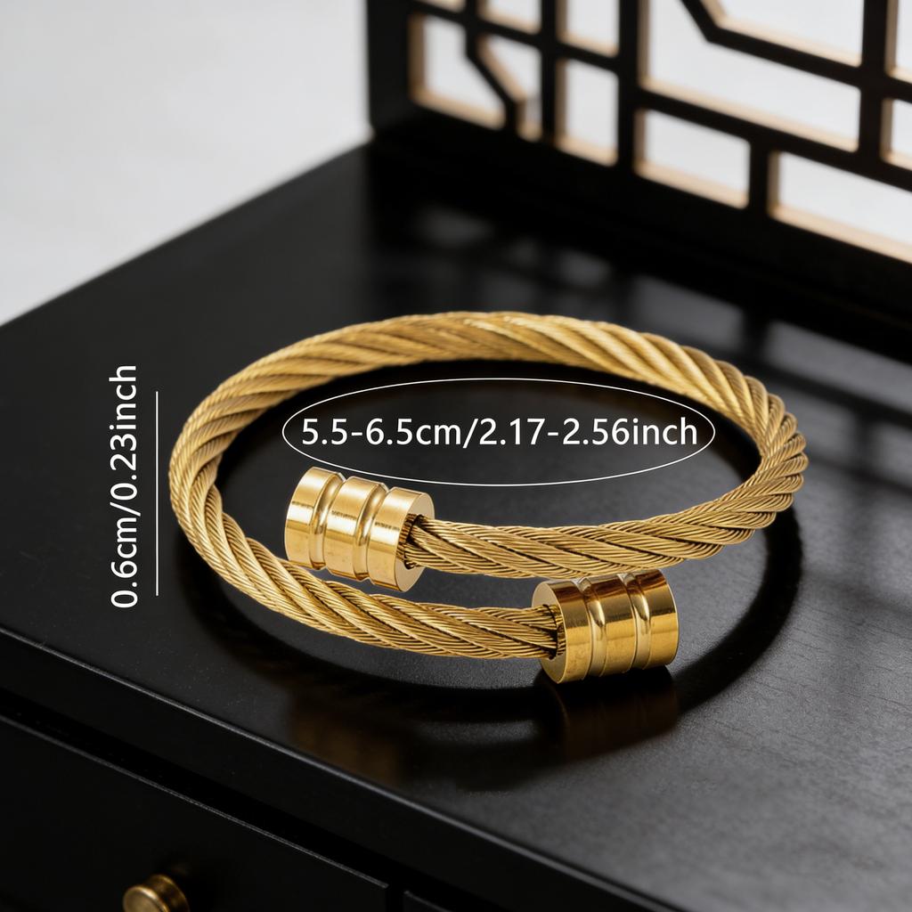 Atoztide New Open Bangle Bracelets for Women Stainless Steel Gold Color Adjustable Star Heart Bracelet Accessories Jewelry Gift