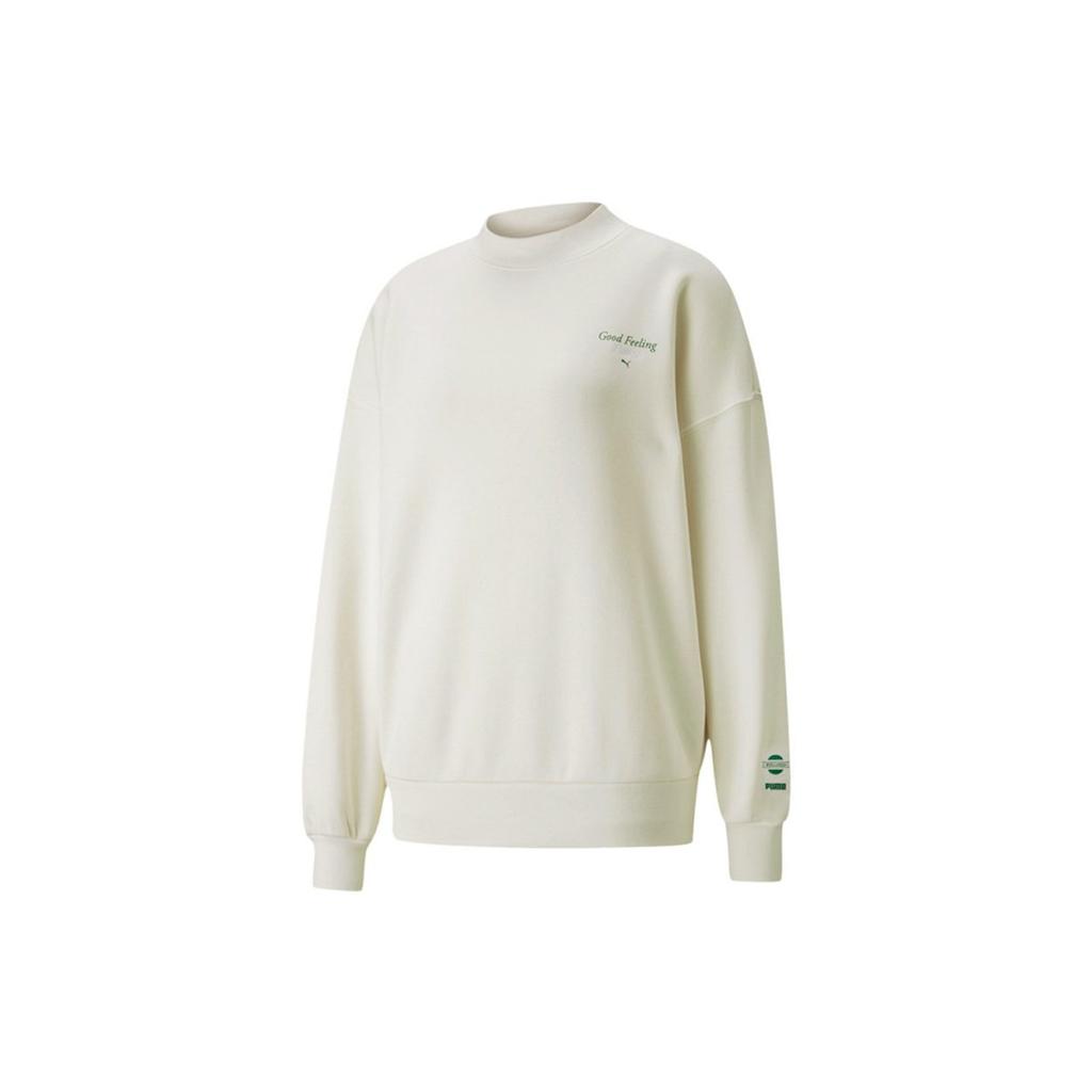 PUMA Sweatshirts Women's Ivory White Crew Neck Moderate Regular 534398-73