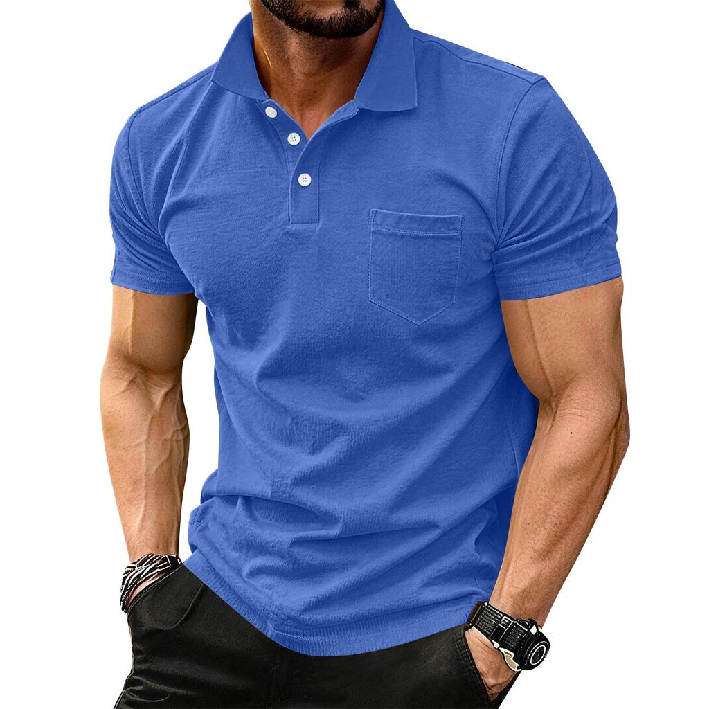 Men's Fashion Shirts Short Sleeve Casual Cotton Golf Shirts Moisture Wicking Shirt With Pocket