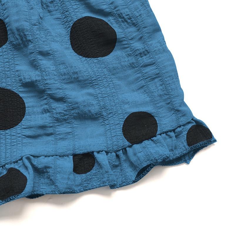 Damen Neues Sommer Lockeres Puppenhemd Fledermausärmel V-Ausschnitt Polka Dot Hemd
