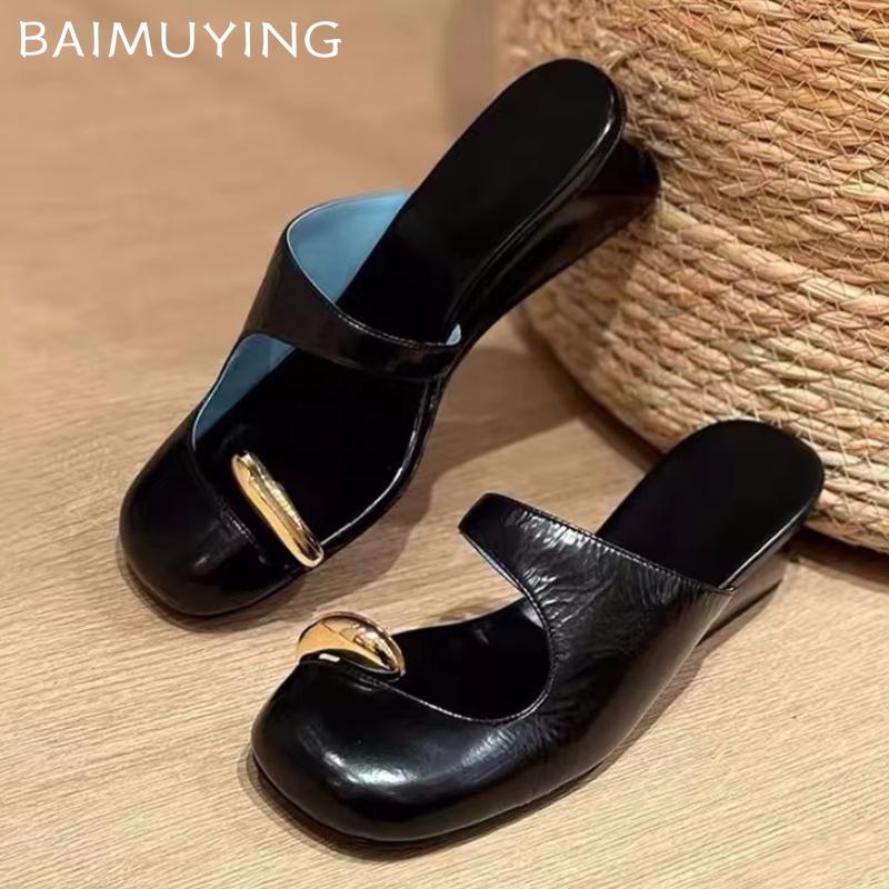 

Fashion Women Mid Heels Slippers Designer Mules Shoes Woman Heeled Sandals Summer 2025 Brand Luxury Fashion Slides Casual Zapatos Mujer 40