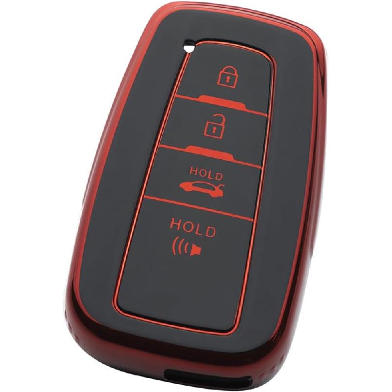 Key Fob Cover with Keychain Fit for Toyota - Highlander Corolla Prius 2018-2024 RAV4 Camry Avalon C-HR GT86 Smart Key