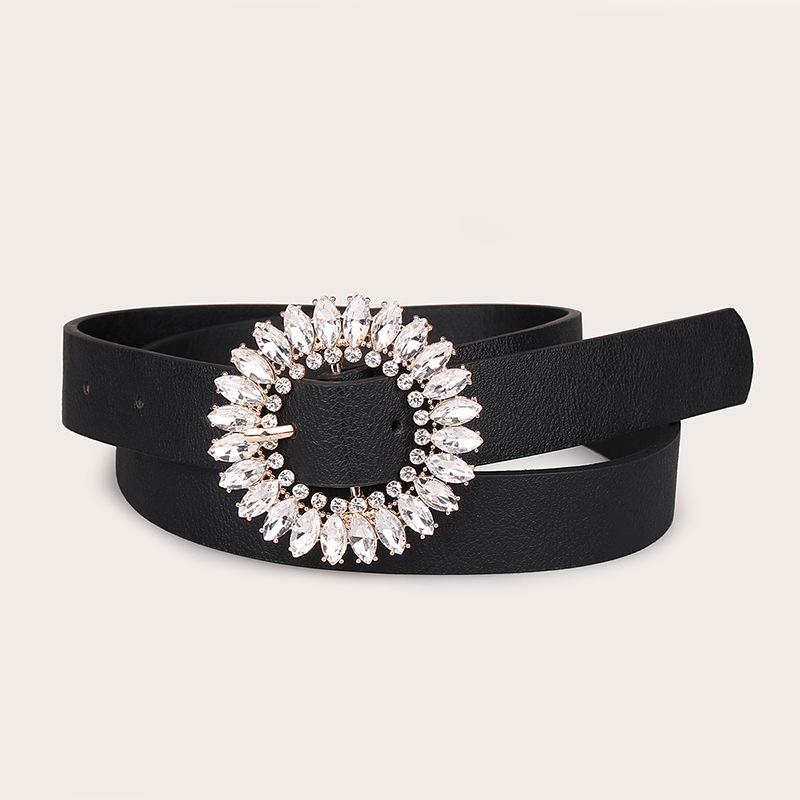 New Eye Glass Diamond Japanese Buckle Diamond Women's Fashion Belt Versatile European and American Belt