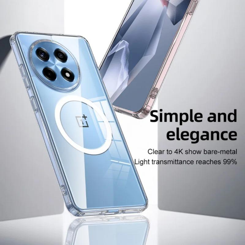 Odporne na wstrząsy akrylowe etui Magsafe do OnePlus Ace 5 Pro 3V 3 Pro matowe przezroczyste etui do ładowania bezprzewodowego do OnePlus 13R 12R Shell bez żółknięcia