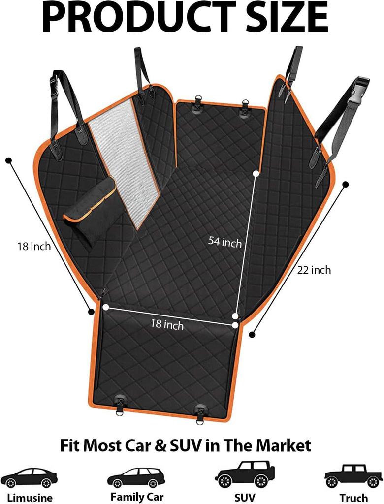 Waterproof, Anti-Dirt Pet Car Seat Cover and Thick Dog Cushion