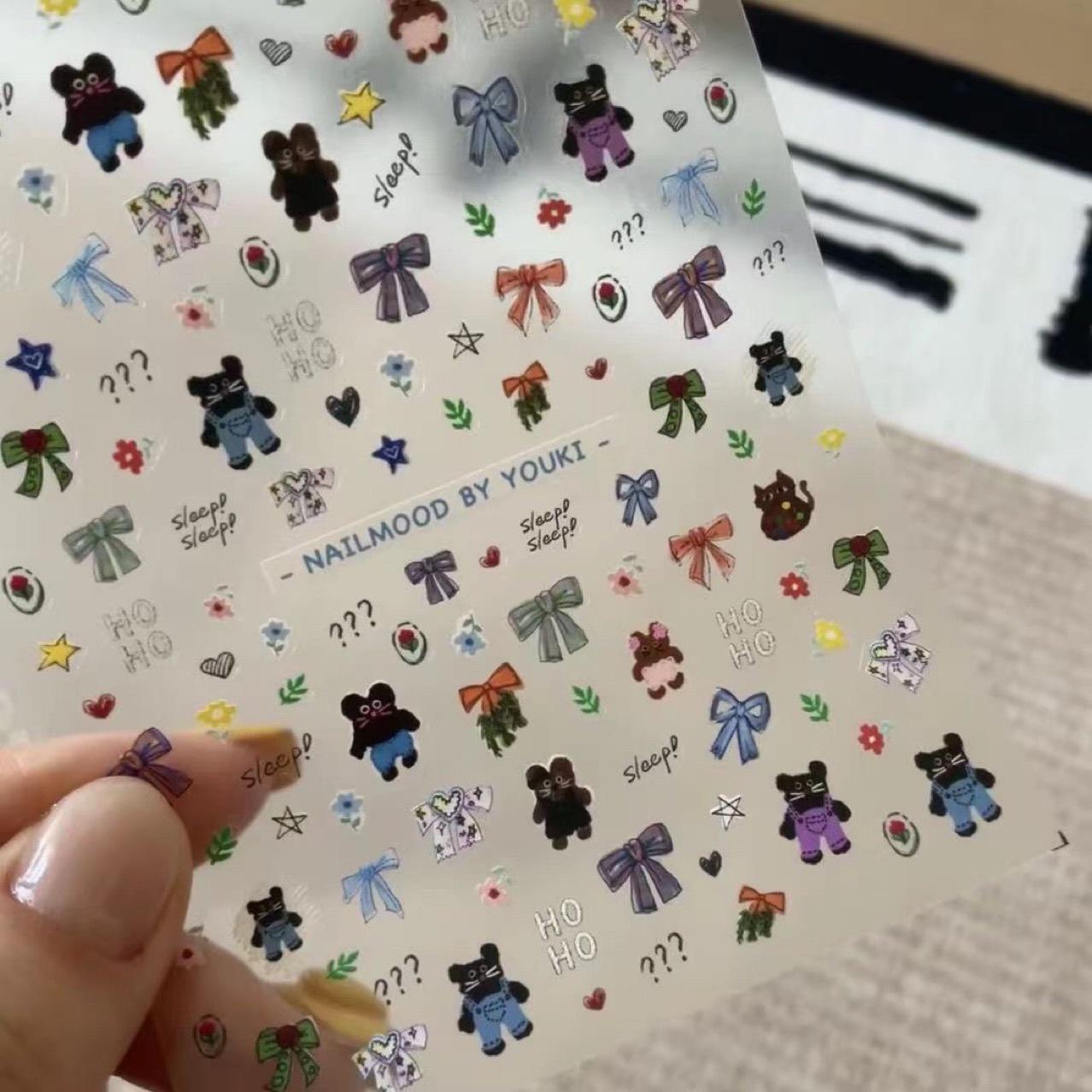 

Tomoni Korean Butterfly Floral Nail Stickers - 3D Embossed DIY Graffiti Design