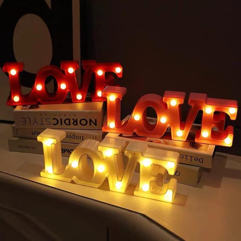 Romantic Night Light Ornament Red Pink Heart Marquee Table Lamp Love Heart LED Lamp  Anniversary