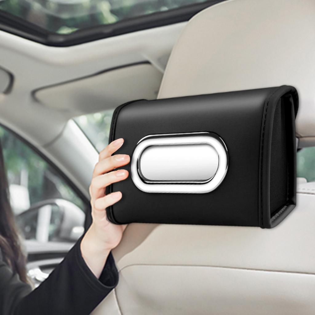 Car Tissue Holder, Tissue Box Cover Premium PU Leather Backseat Napkin Organizer